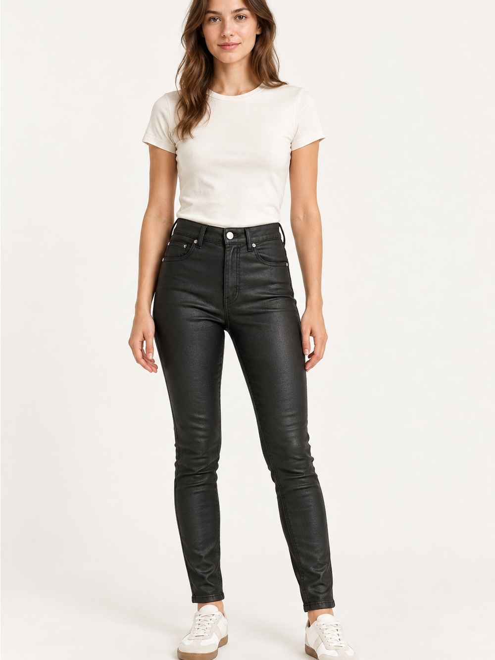 Dr. Denim Lexy Mid Skinny Black Metal Pants Black XS s-2